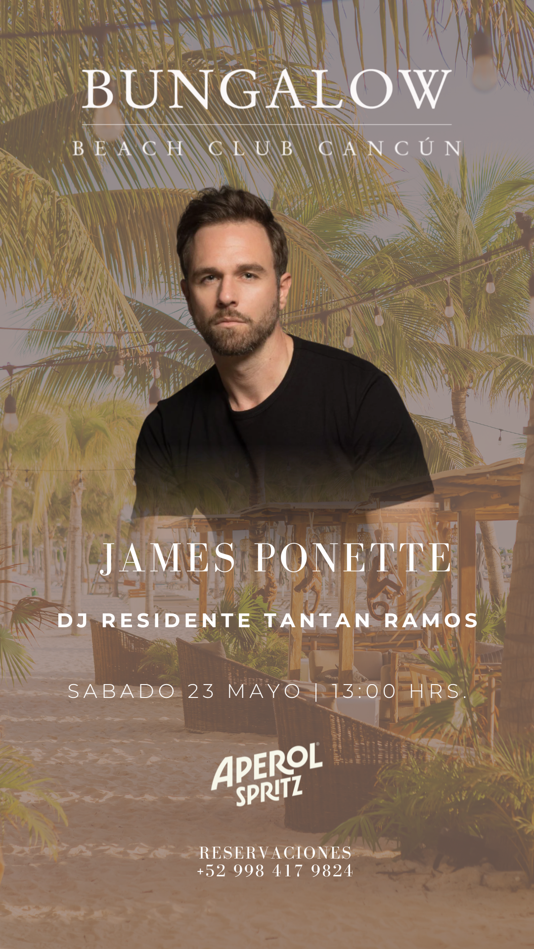 Flyer de eventos en Bungalow Beach Club Cancún